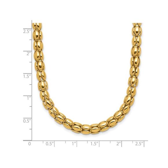 14K Yellow Gold Polished Popcorn Mesh Necklace (18 inches) - Picture 4 of 5